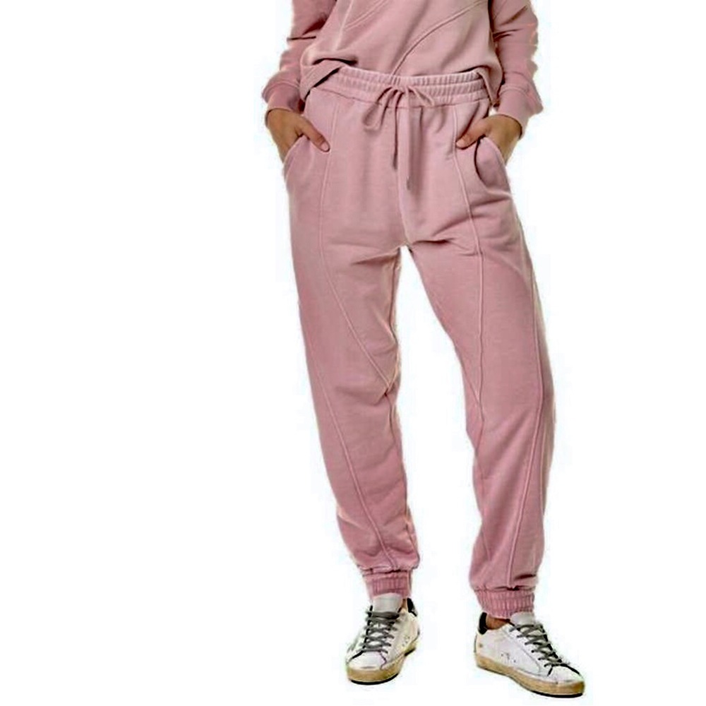 Avec Les Filles Jogger Sweatpant Faded Rose Pink Drawstring French Terry Medium